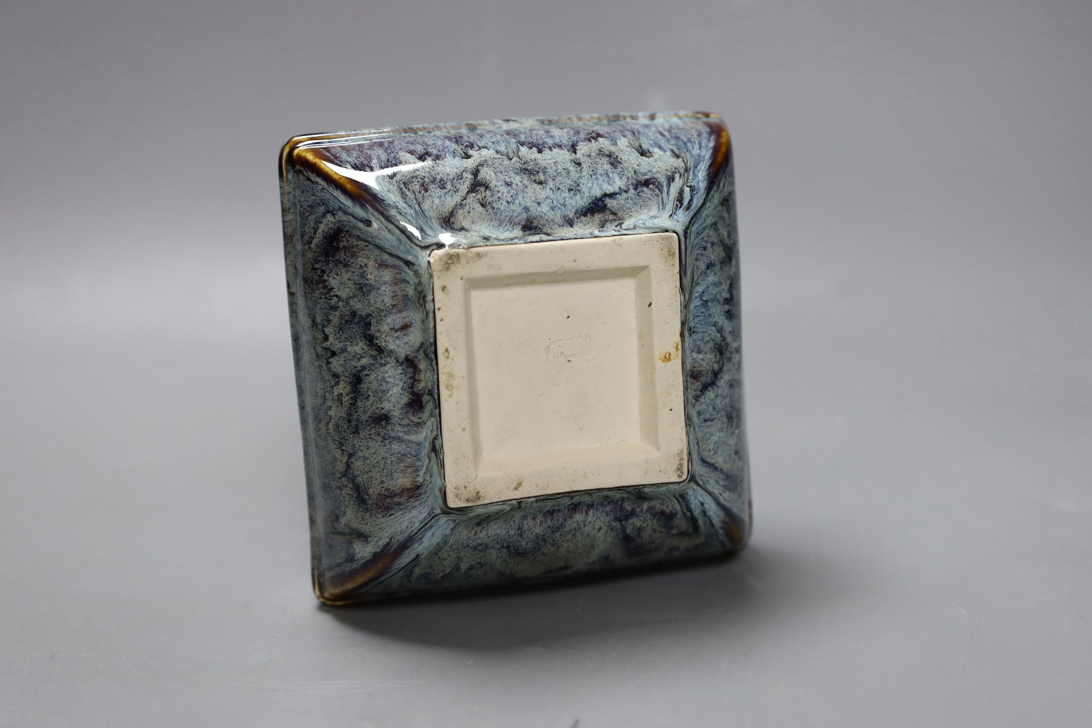 A 19th century Chinese Shiwan square vase, 23cm